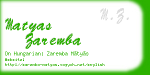 matyas zaremba business card